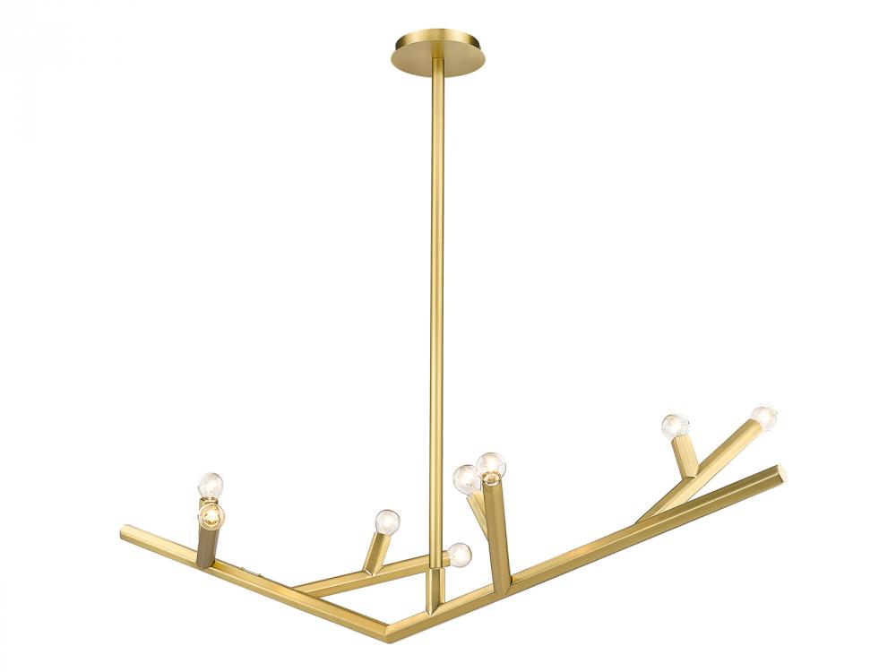 The Oaks Brushed Brass Linear 8 Light Chandelier
