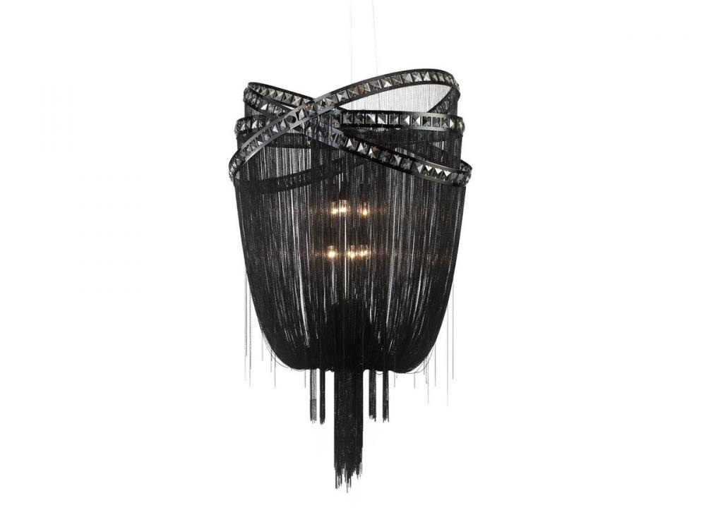 Wilshire Blvd. Black Steel Chain Foyear Hanging Fixture