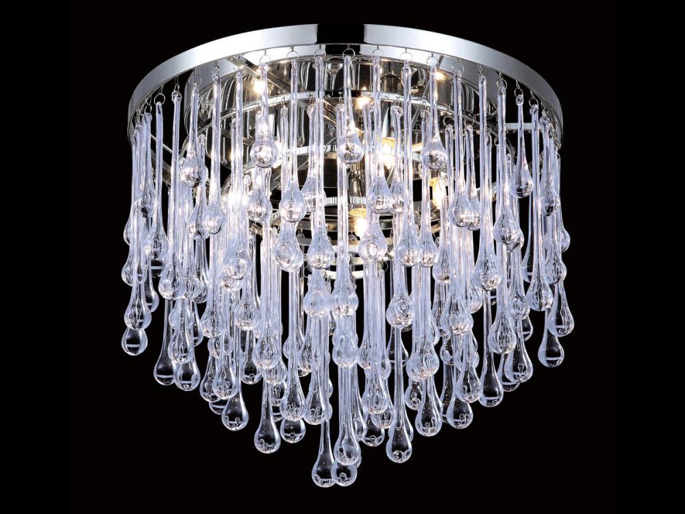 Hollywood Blvd. Polished Nickel Tear Drop Glass Flush Sconce