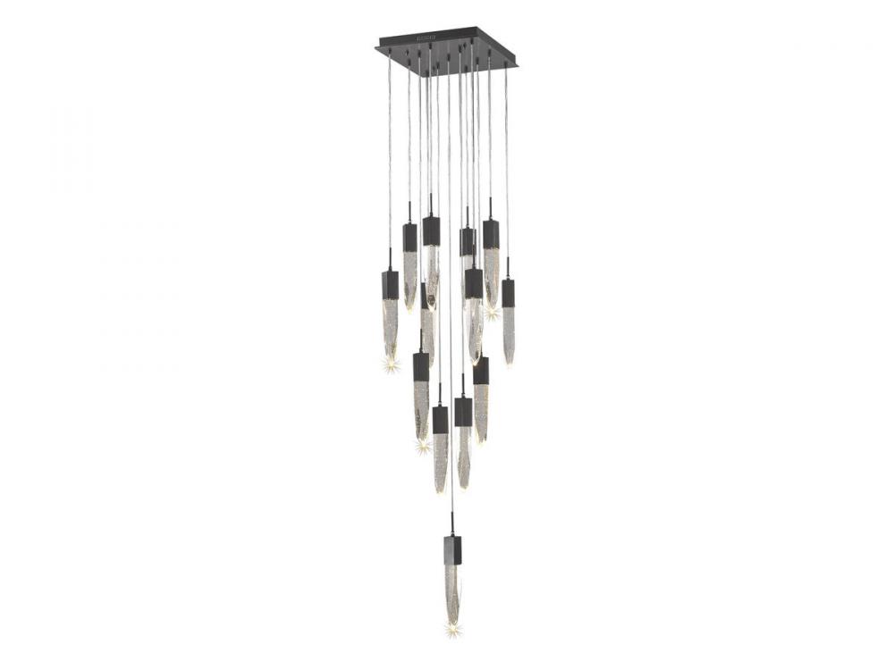 Aspen Collection 13 Light Bubbled Crystal Multi Port Pendant