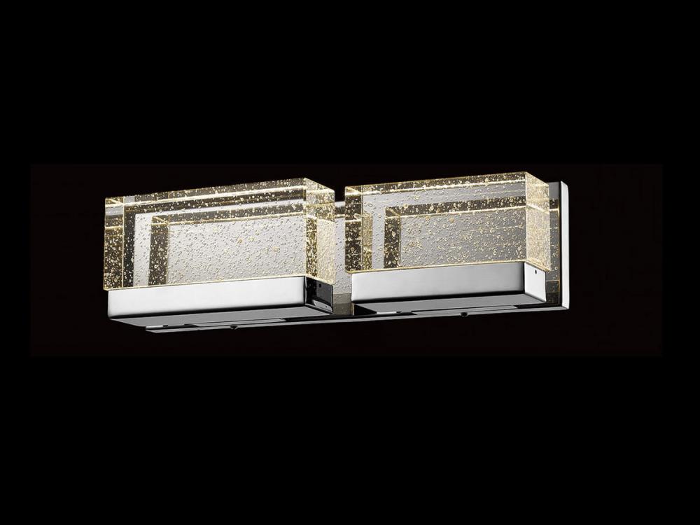 The Original Glacier Avenue 2 Light Bubbled Crystal Vanity Bath Bar