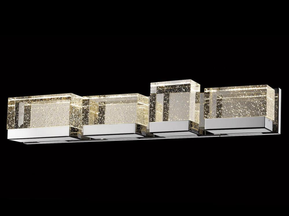 The Original Glacier Avenue 4 Light Bubbled Crystal Vanity Bath Bar