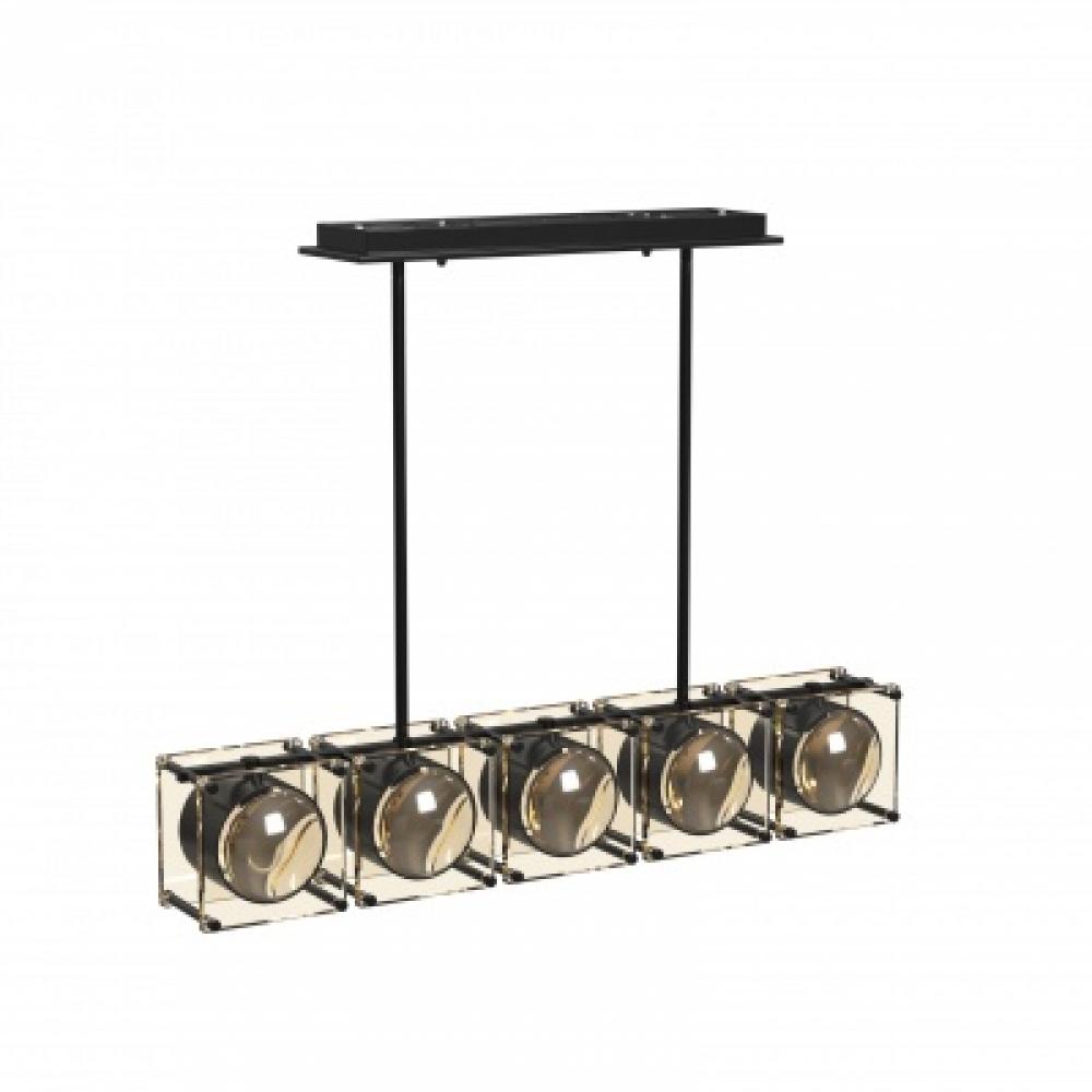 Peninisula Glass And Metal 5 Light Linear Chandelier