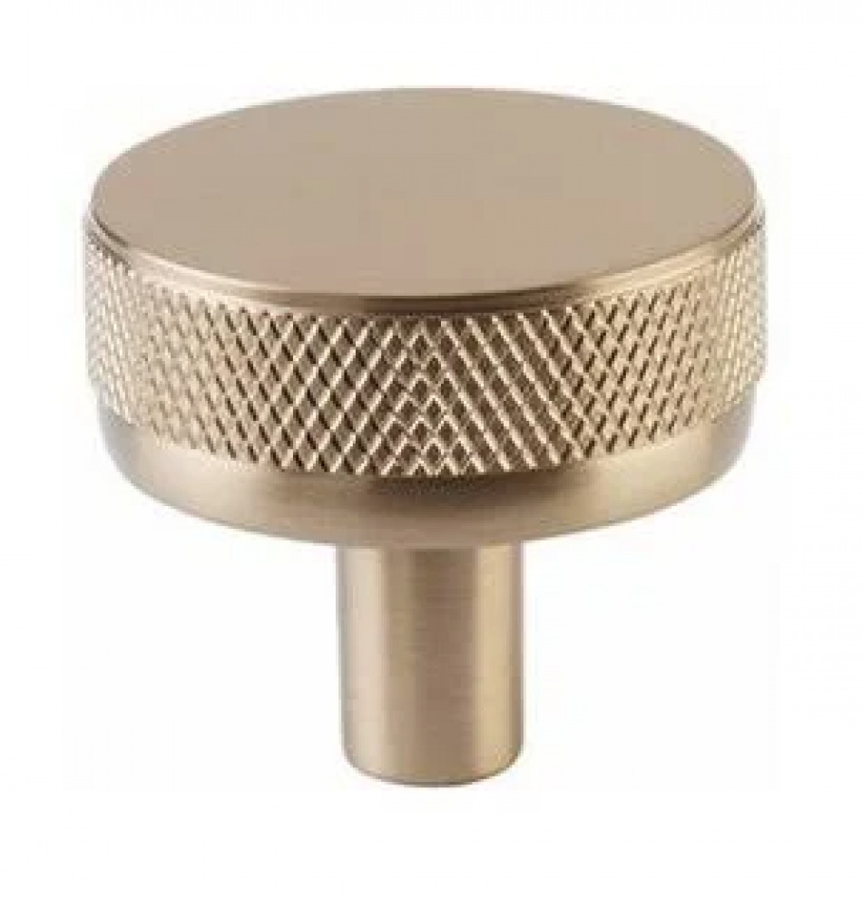 Select Conical Knurled Cabinet Knob 1-1/4 Inch Diameter Satin Brass