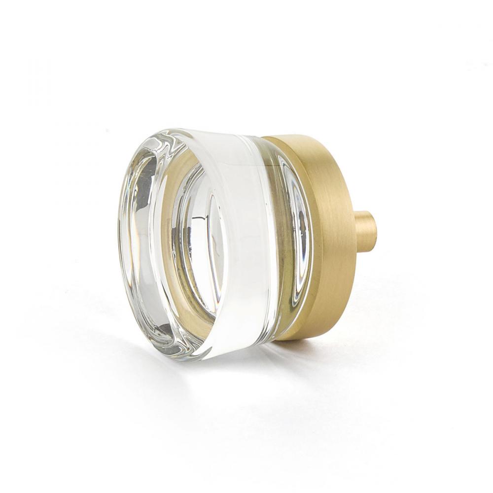 City Lights, Knob, Flat Disc Glass, Satin Brass, 1-3/8&#34; dia