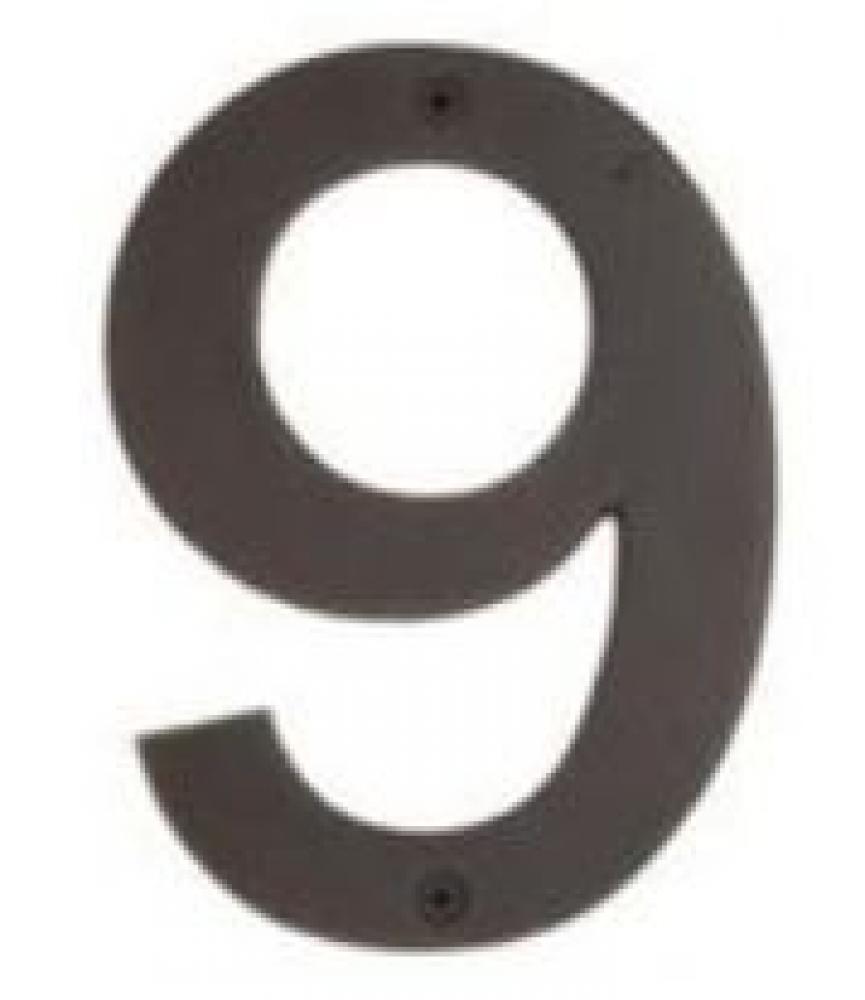 6 Inch Bronze House Number "9" IN FLAT BLACK