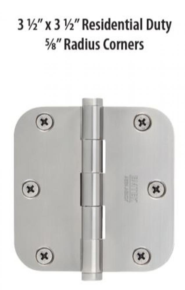 Emtek 3.5&#34; x 3.5&#34; Solid Brass 5/8&#34; Radius Corner Plain Bearing Mortise Hinge - Pair
