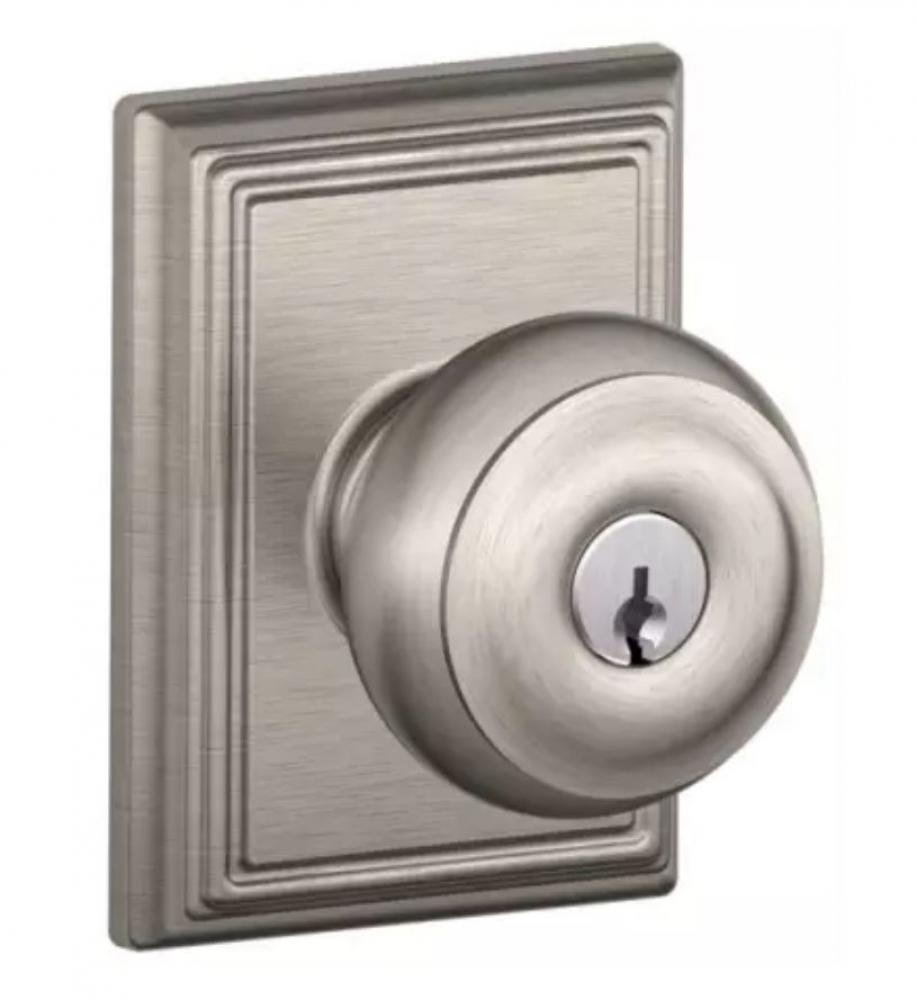 Georgian Keyed Entry Panic Proof Door Knob Set with Decorative Addison Trim