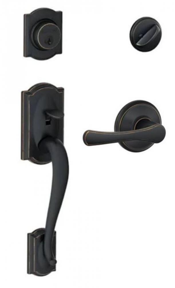 CAMELOT FRONT ENTRY WITH AVILA INTERIOR LEVER IN H BRONZE
