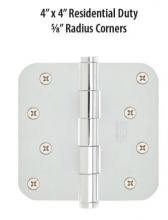 Ellen Lighting and Hardware Items 91034US19 - Emtek 4" x 4" Plain Bearing 5/8" Radius Corners Mortise Hinge - Pair