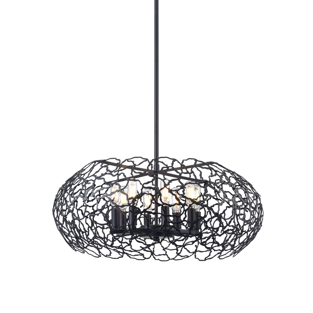 Helios 22&#34; 8-Light, Organic Oval Chandelier in Matte Black