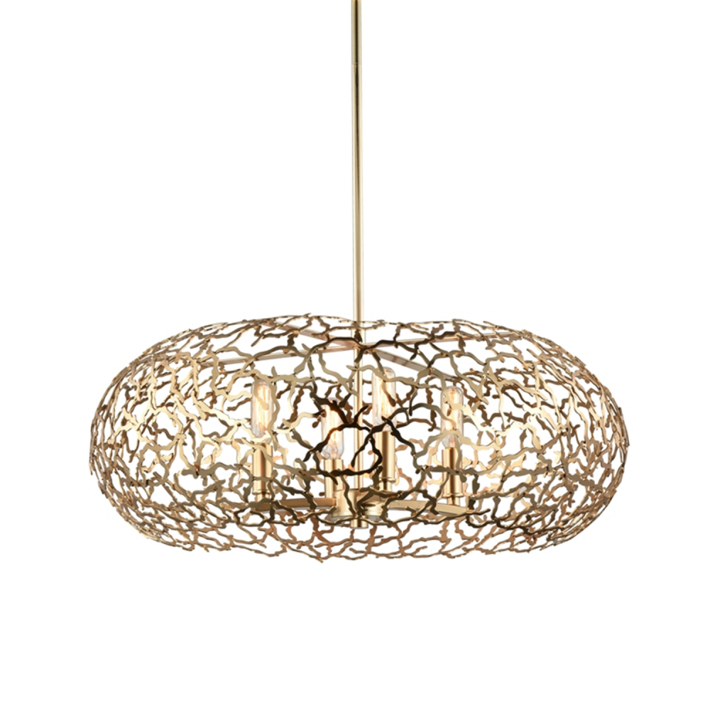 Helios 22&#34; 8-Light, Organic Oval Chandelier in Satin Gold