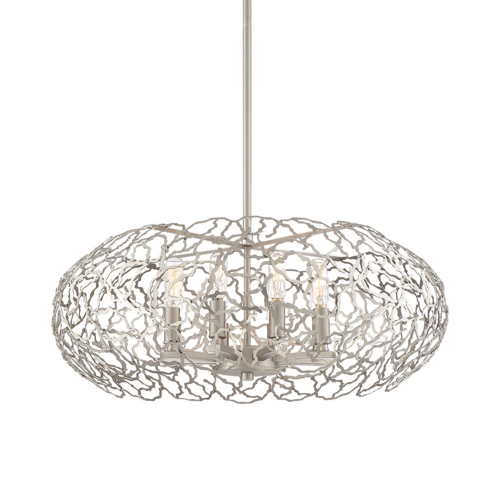 Helios 22&#34; 8-Light, Organic Oval Chandelier in Satin Nickel