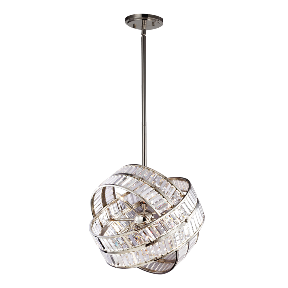 Una 22&#34; 8-Light, Orbital Crystal Chandelier in Polished Nickel