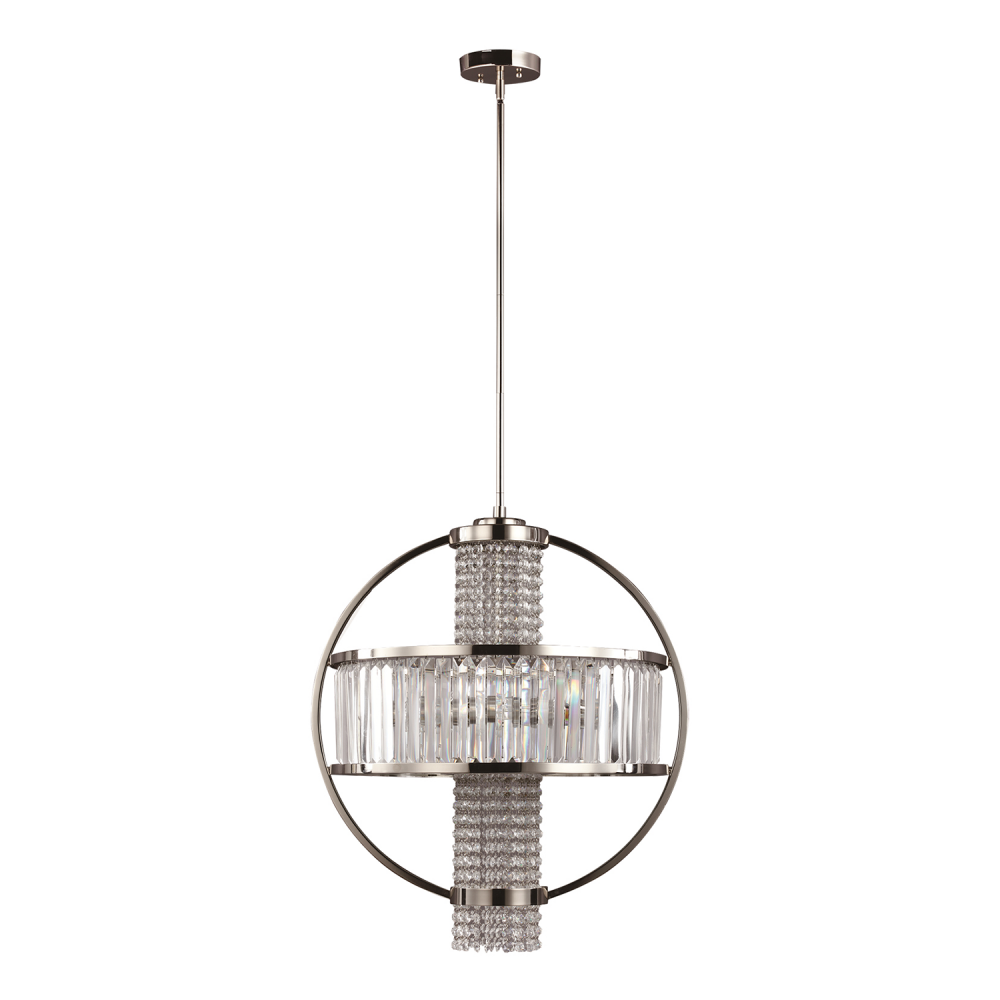 Metropolis 22&#34; 4-Light, Hybrid Crystal Chandelier in Polished Nickel