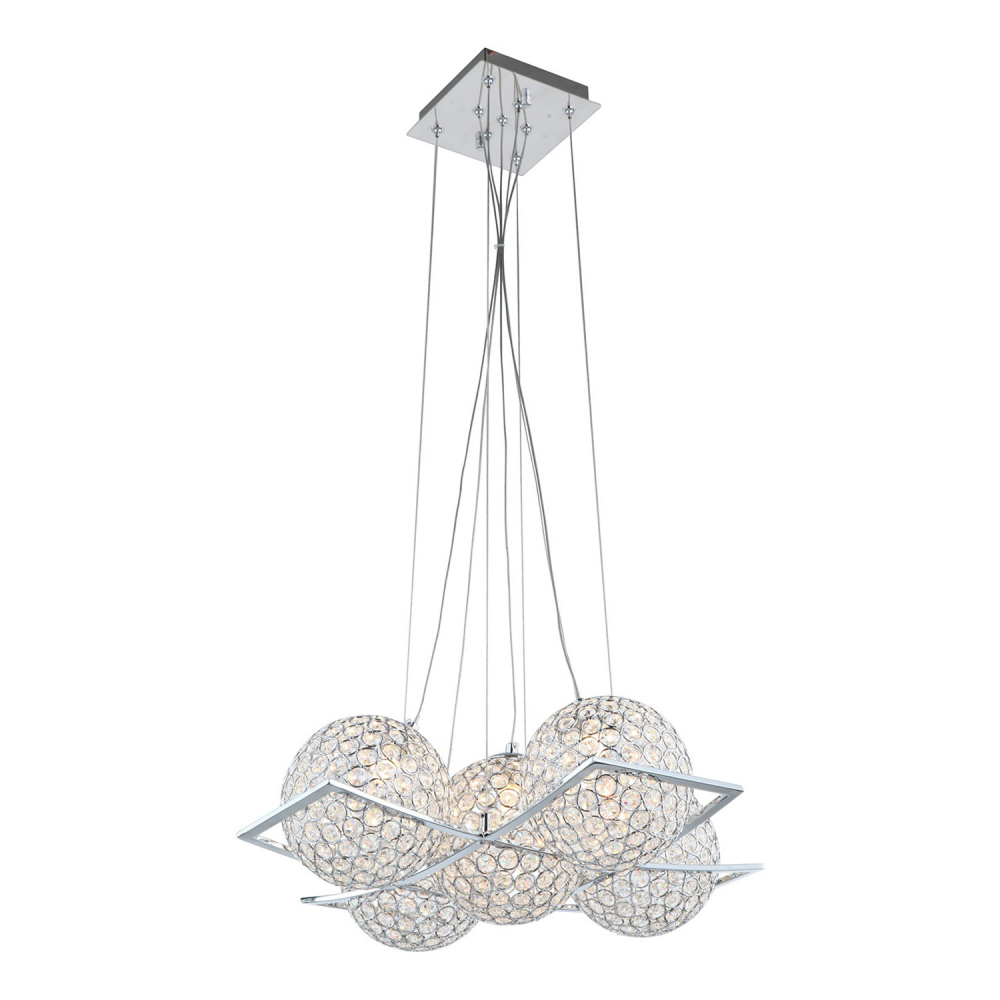 Kent 19&#34; 5-Light, Crystal Cluster Chandelier in Chrome