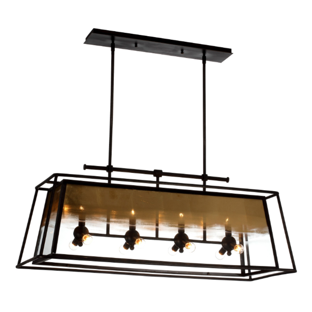 Occasus 40&#34; 12-Light, Silver Leaf Glass Shade Chandelier in Black