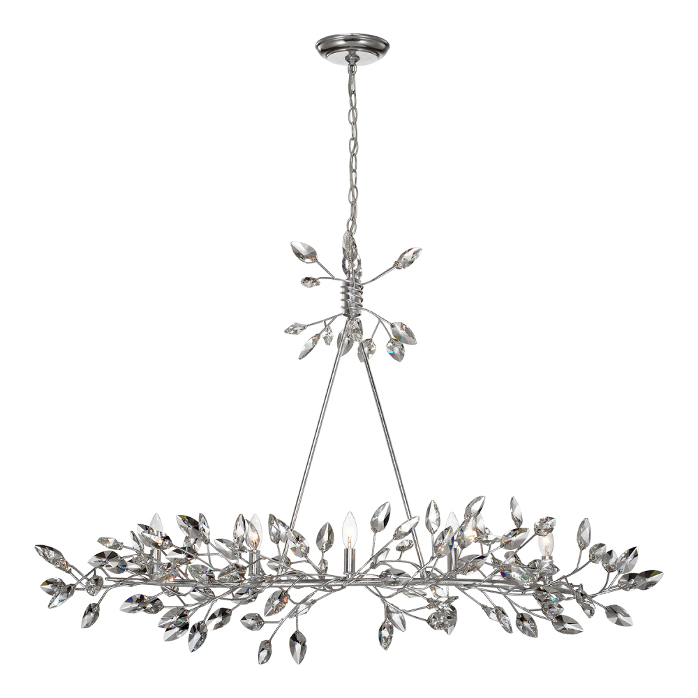 Misthaven 49&#34; 5-Light, Organic Clear Crystal Linear in Silver