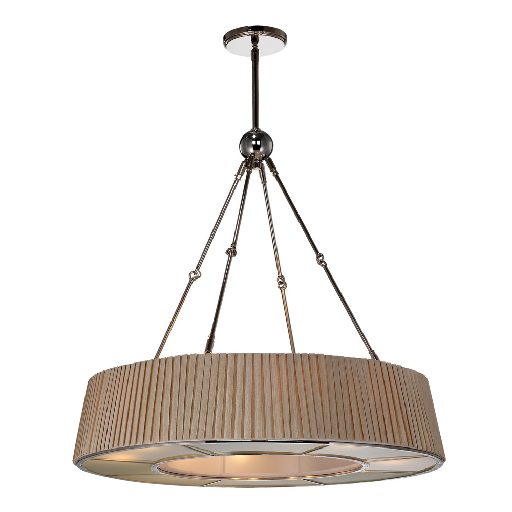 Plait 31&#34; 8-Light, Pleated Fabric Shade Chandelier in Nickel