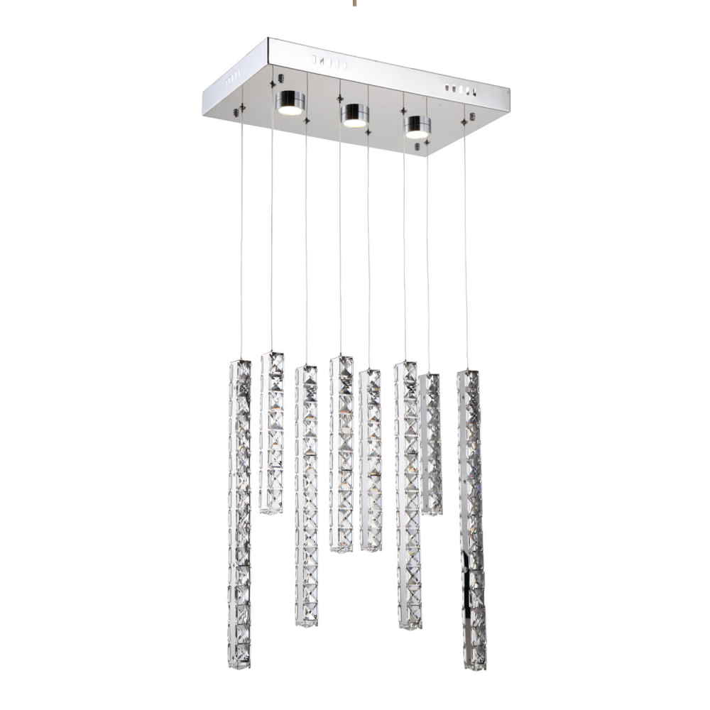 Norwood 20&#34; LED 8-Light, Vertical Crystal Multi-Pendant in Chrome