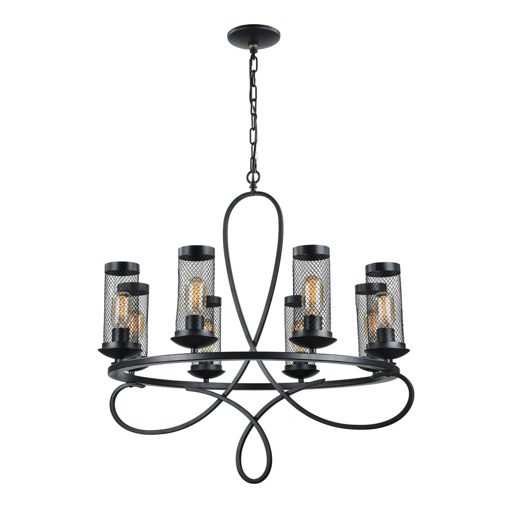 Kenosha 29&#34; 8-Light, Rustic Iron Chandelier in Black