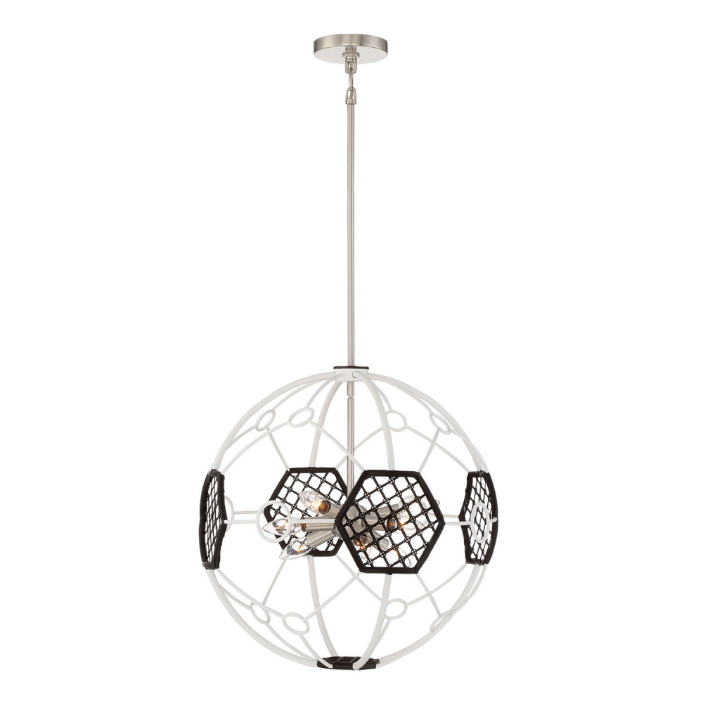 Plato 20&#34; 9-Light, Geometric Globe Chandelier in White & Black