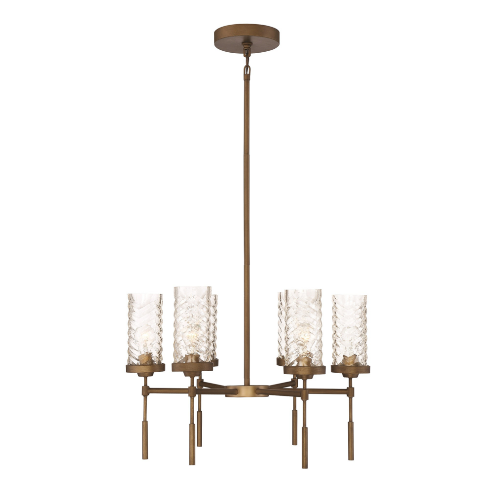 Triticus 26&#34; 6-Light, Glass Chandelier in Antique Brass