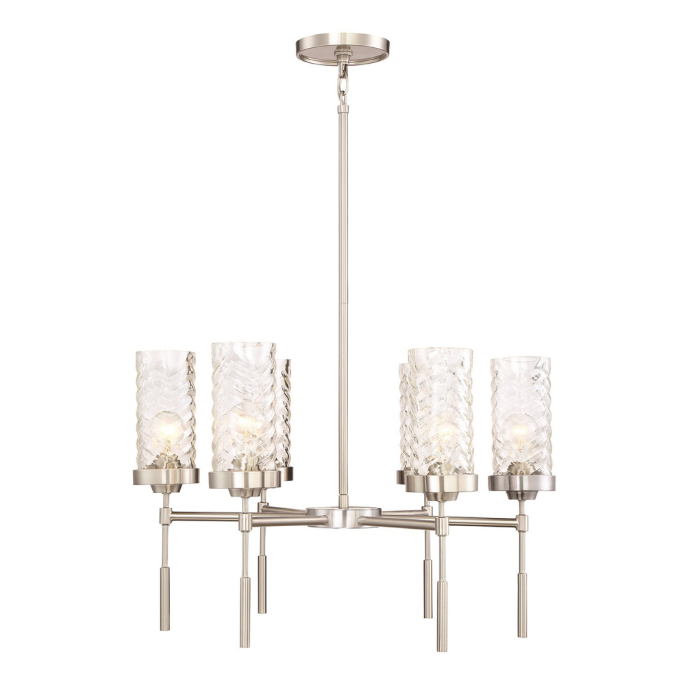 Triticus 26&#34; 6-Light, Glass Chandelier in Brushed Nickel