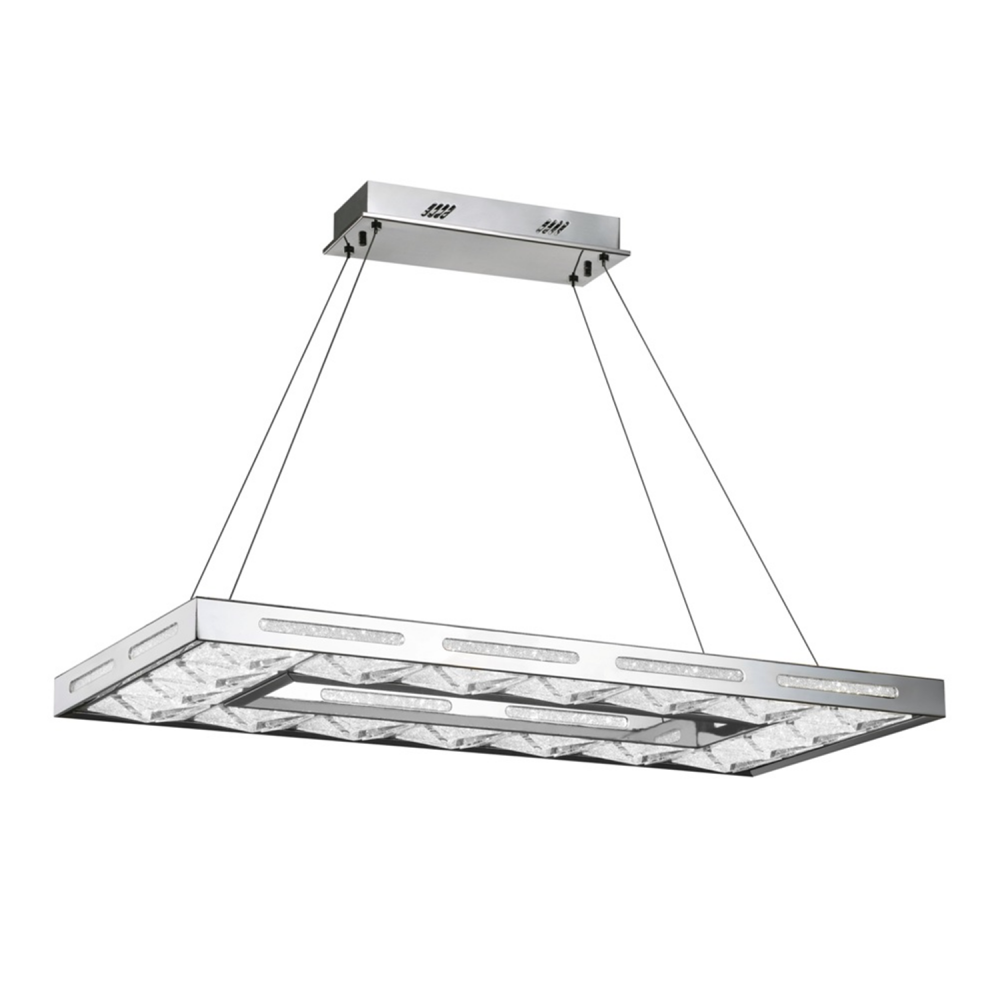 Hyperion 36&#34; Crushed Crystal LED Chandelier in Polished Chrome
