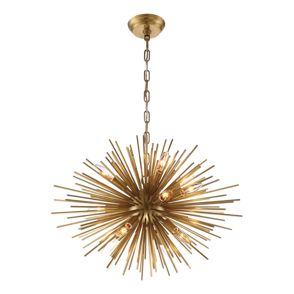 Burst 24&#34; 12-Light, Sputnik in Aged Brass