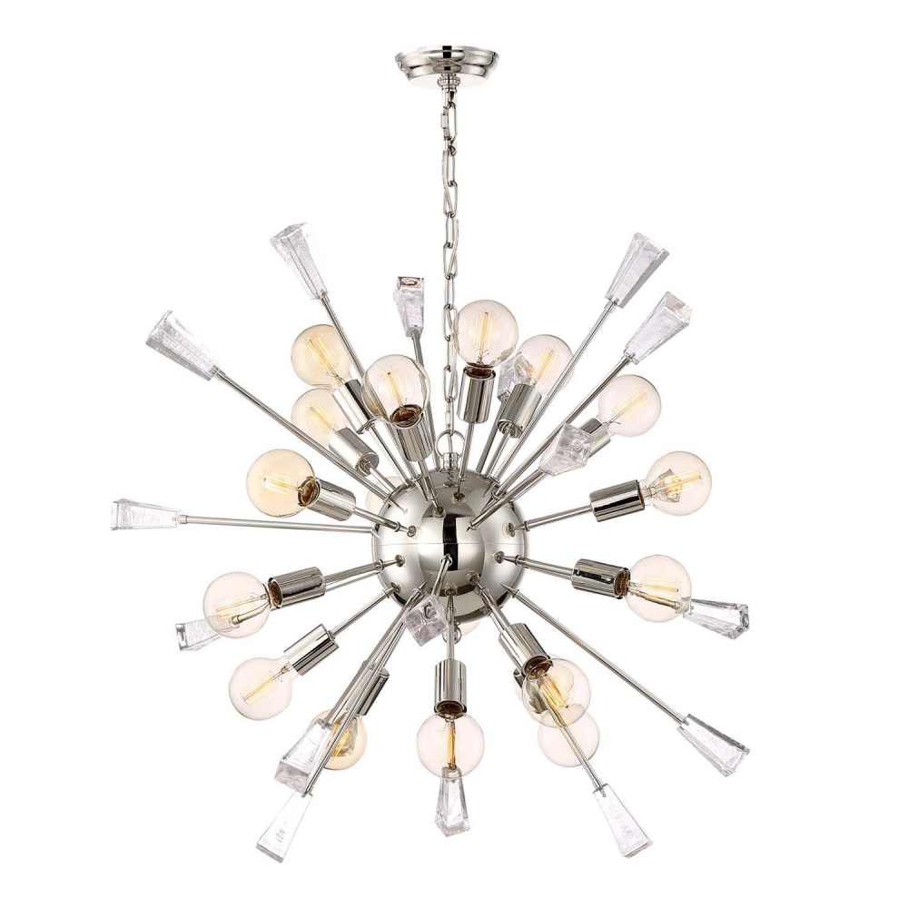 Muse 36&#34; 18-Light, Rock Crystal Sputnik in Polished Nickel
