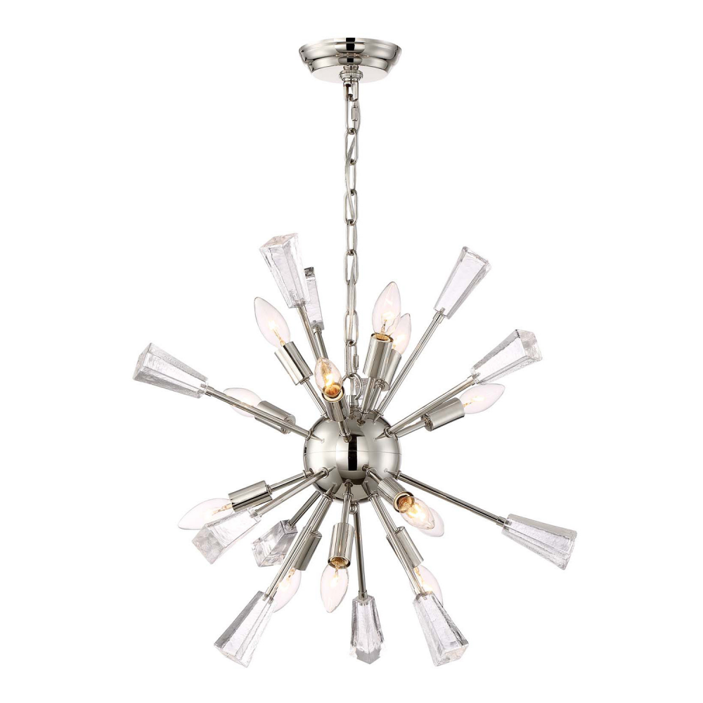Muse 24&#34; 12-Light, Rock Crystal Sputnik in Polished Nickel