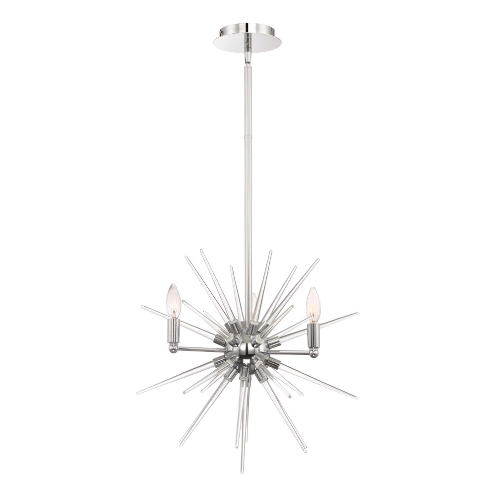 Pulsar 20&#34; 4-Light, Glass Spiked Sputnik in Polished Chrome