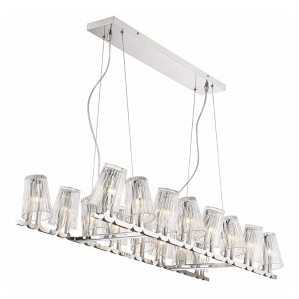Geminus 44&#34; 16-Light, Industrial Chandelier in Brushed Nickel