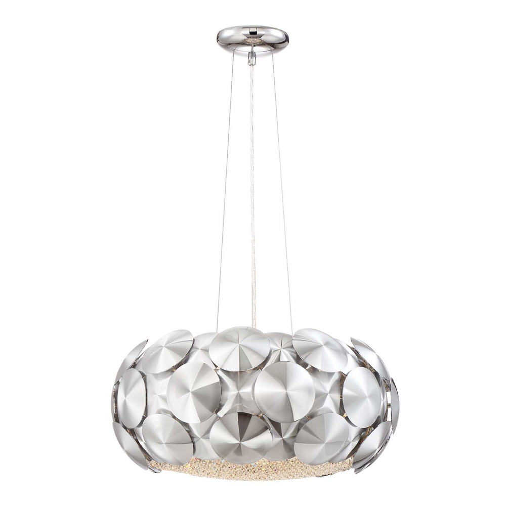 Crown 24&#34; 7-Light, Designer Dome Pendant in Chrome with Crushed Crystal