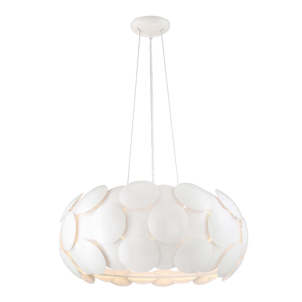 Crown 20&#34; 6-Light, Designer Dome Pendant in Gloss White