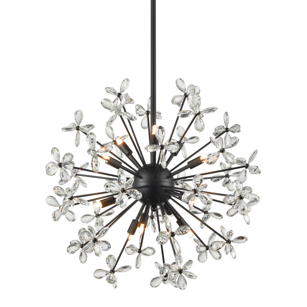 Adelle 12-Light, 24&#34; Crystal Sputnik in Matte Black