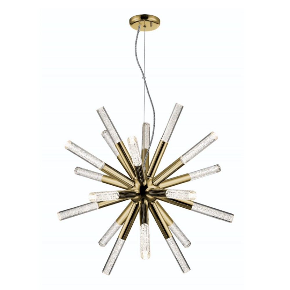 Empire 27&#34; 18-Light, Seeded Acrylic LED Sputnik in Golden Brass
