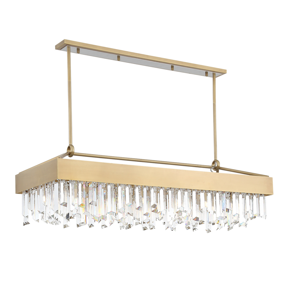 Cuspis 48&#34; 12-Light, Dinning Crystal Chandelier in Aged Brass
