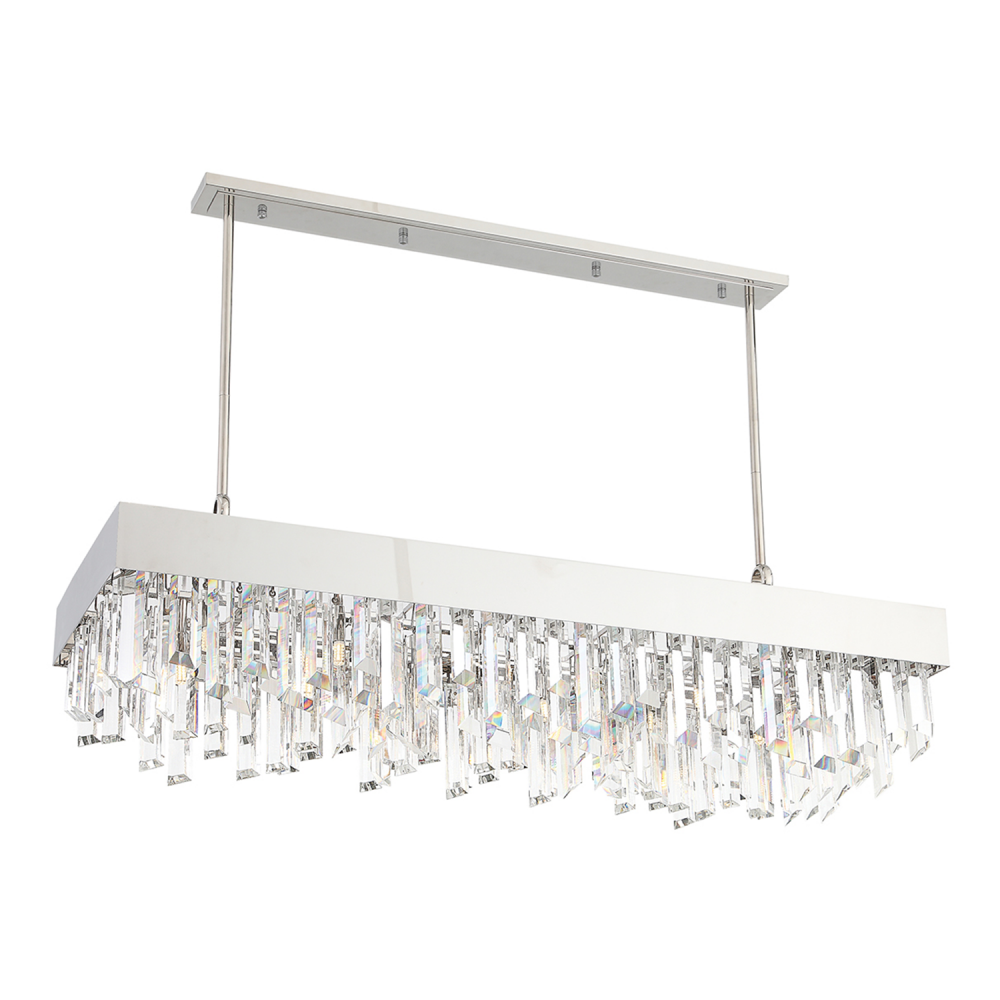 Cuspis 48&#34; 12-Light, Dinning Crystal Chandelier in Polished Nickel