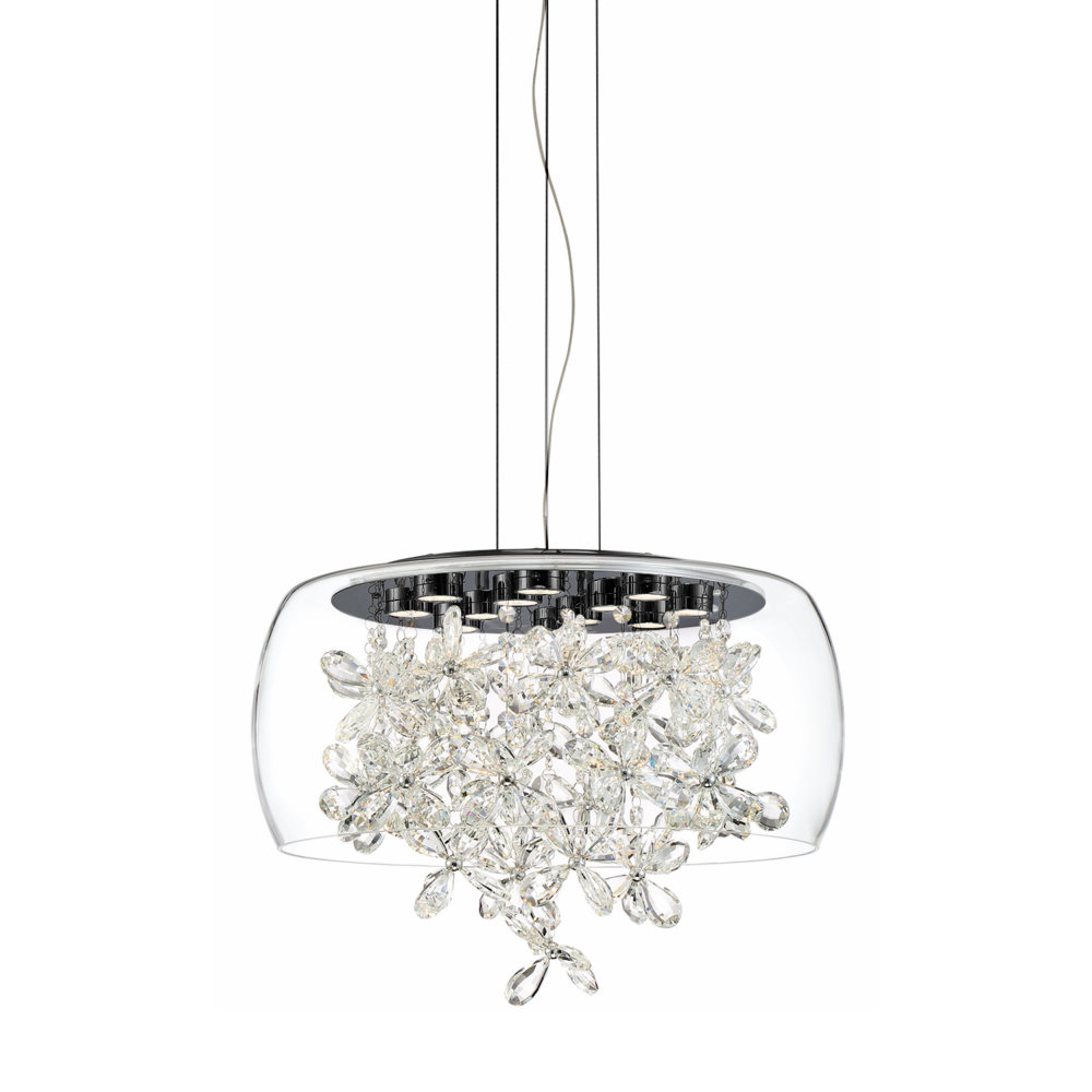 Destiny 20&#34; LED Crystal Chandelier with Glass Shade & Matte Black