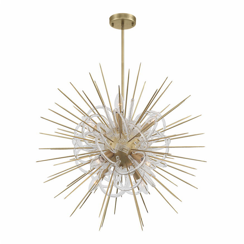 Flare 24&#34; 8-Light, Decorative Swirl Sputnik in Aged Brass
