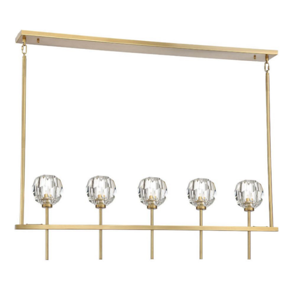 Parisian 46&#34; 5-Light, Crystal Linear in Aged Brass