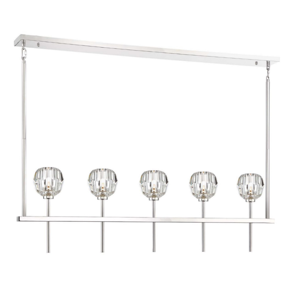 Parisian 46&#34; 5-Light, Crystal Linear in Polished Nickel