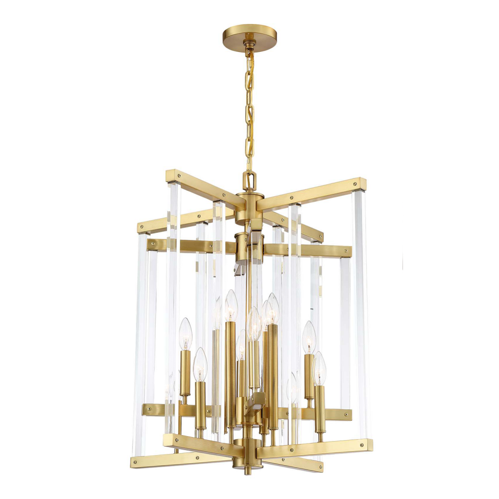 Regent 24&#34; 12-Light, Geometric Chandelier in Polished Brass