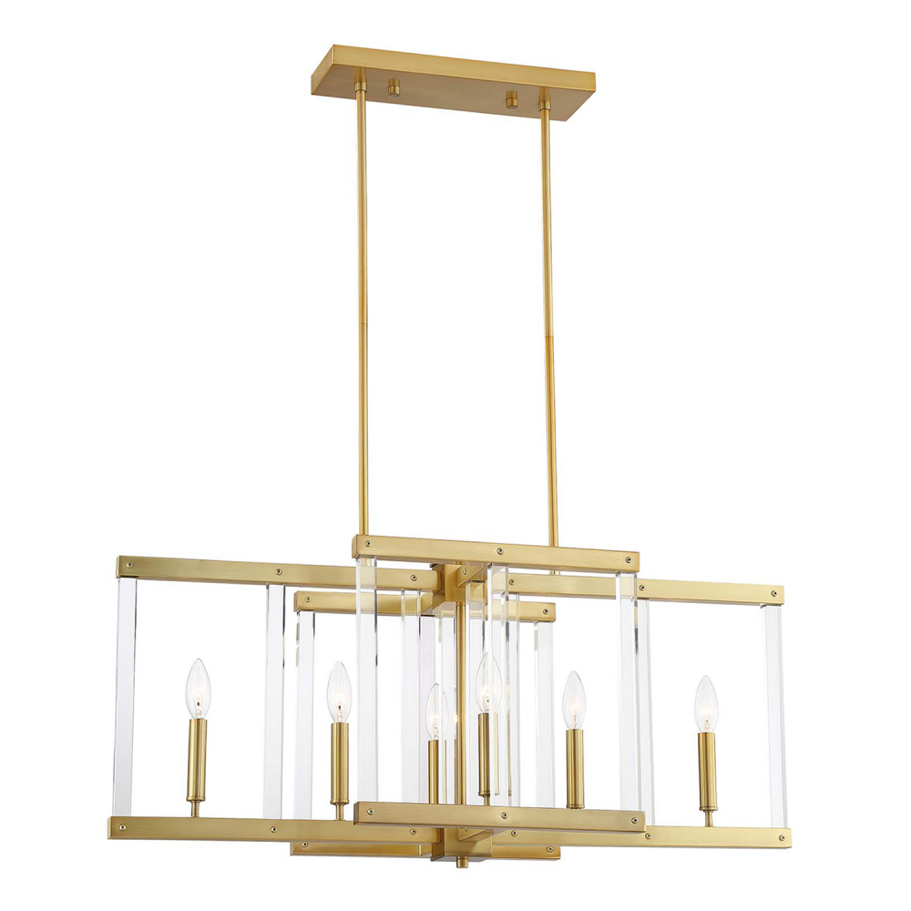 Regent 34&#34; 6-Light, Geometric Chandelier in Polished Brass