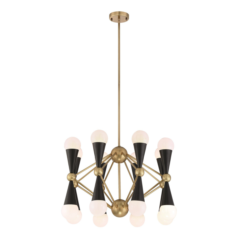 16-Light 26&#34; Geometric Aged Brass Decorative Chandelier