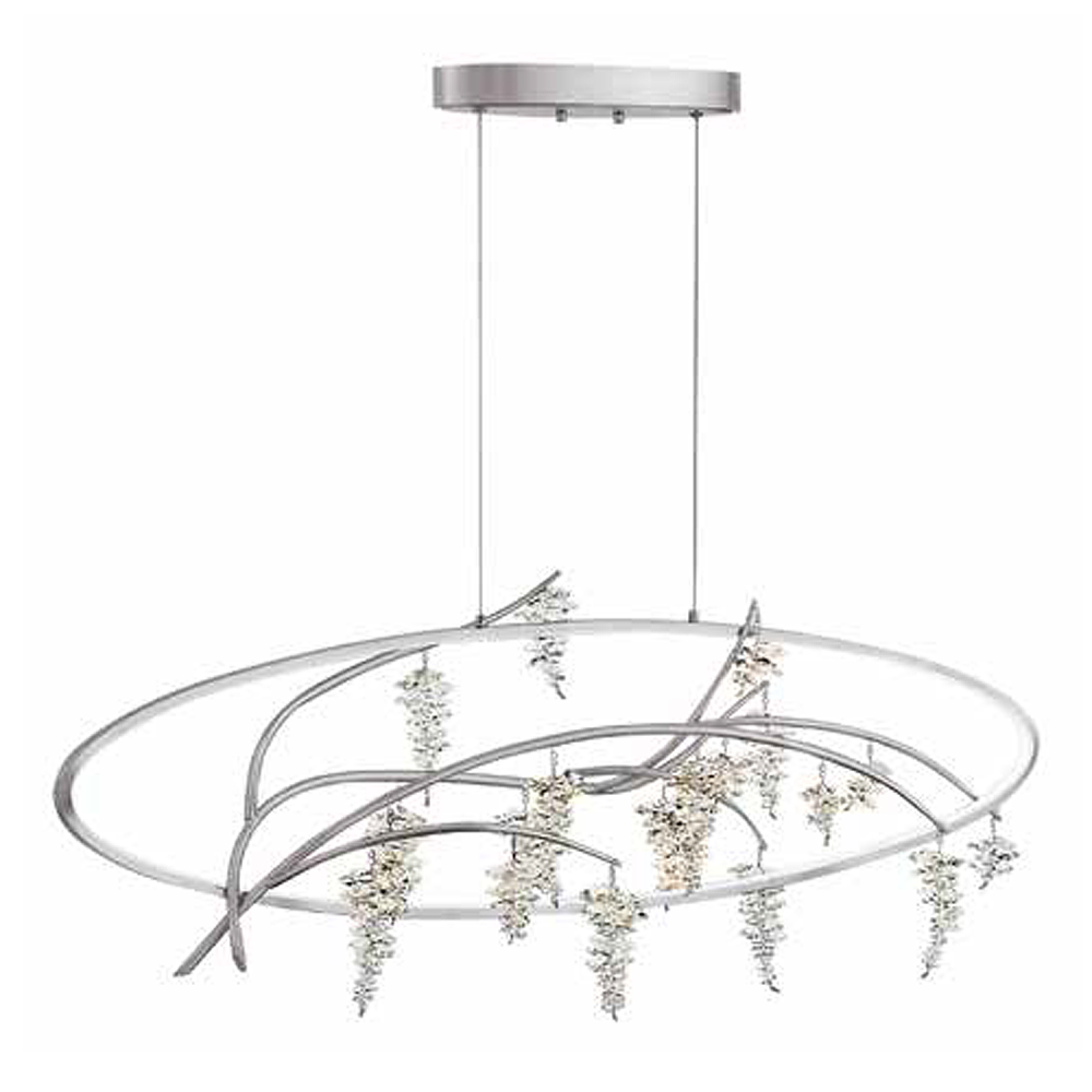 Orchard 48&#34; LED Organic Crystal Chandelier in Silver Leaf