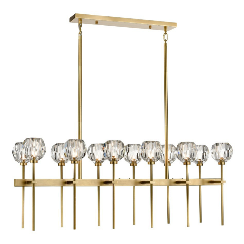 Parisian 48&#34; 12-Light, Crystal Linear in Aged Brass