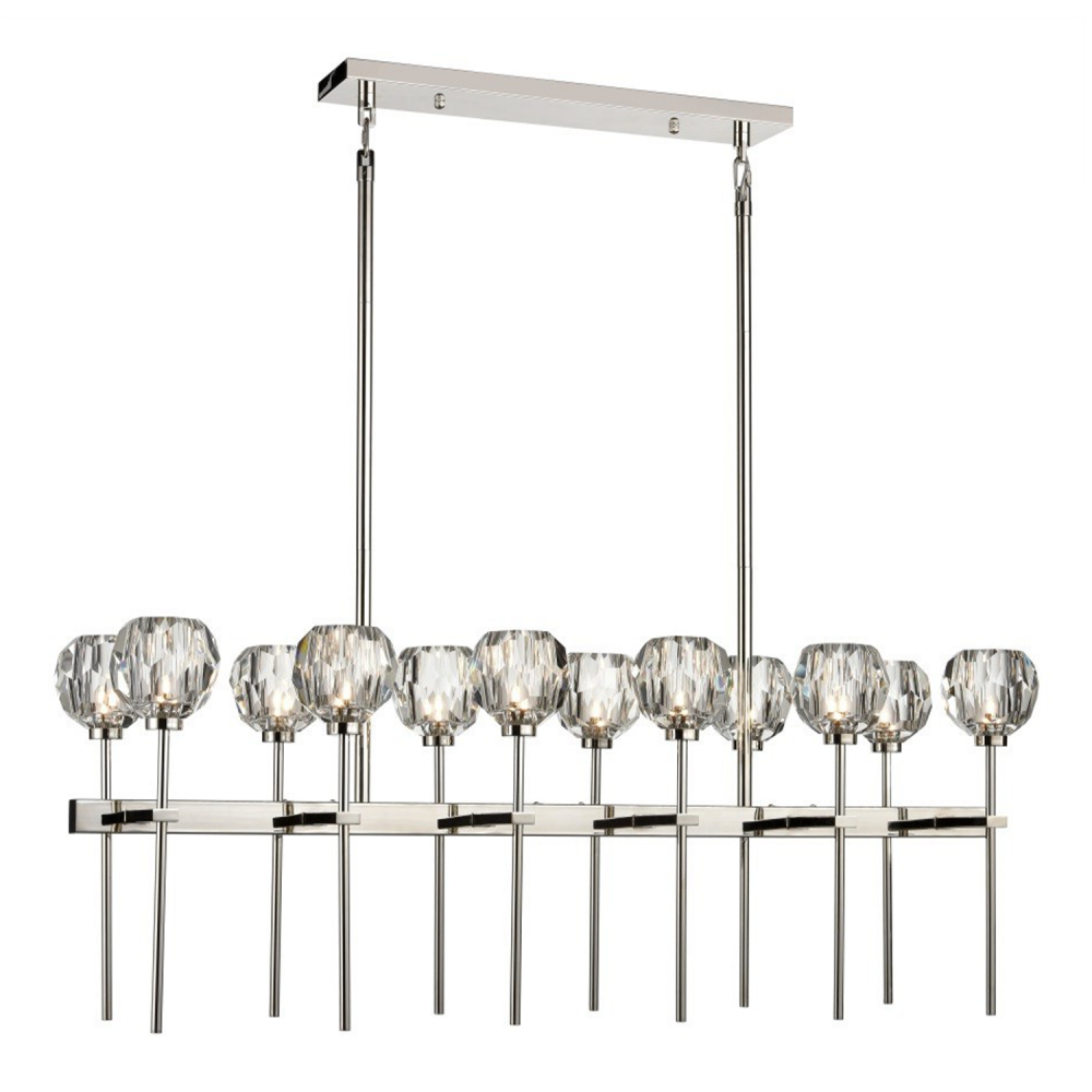 Parisian 48&#34; 12-Light, Crystal Linear in Polished Nickel